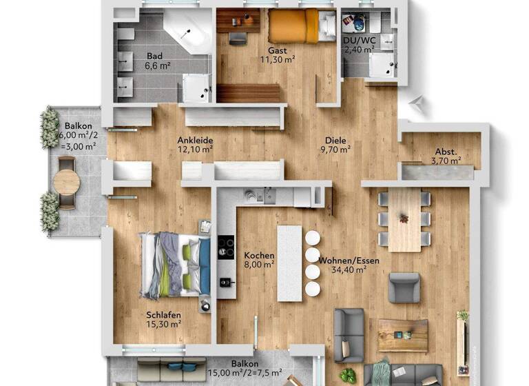 Wohnung zum Kauf 650.000 € 3 Zimmer 115 m² Eching 85386