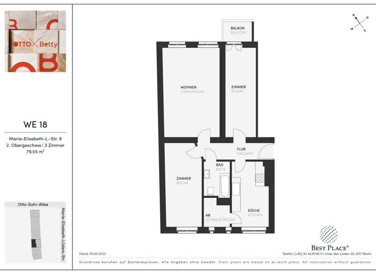 Wohnung zum Kauf provisionsfrei 345.000 € 3 Zimmer 79,6 m²<br/>Wohnfläche 2.<br/>Geschoss Marie-Elisabeth-Lüders-Str. 9 Charlottenburg Berlin 10585
