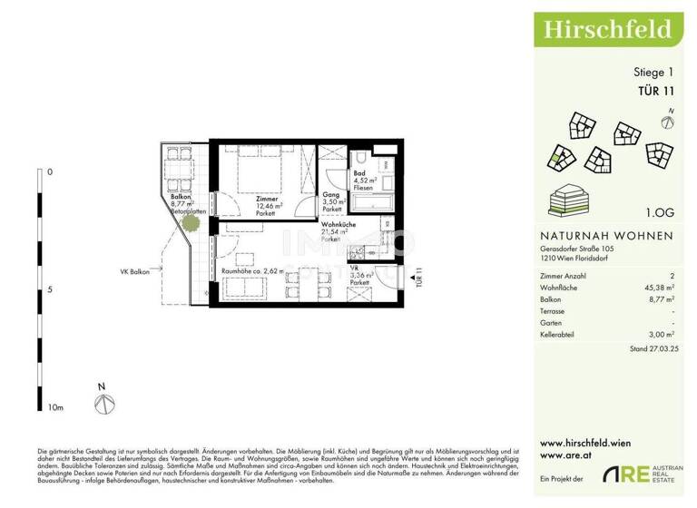 Wohnung zum Kauf - Erstbezug provisionsfrei 270.000 € 2 Zimmer 45,4 m² Wien 1210