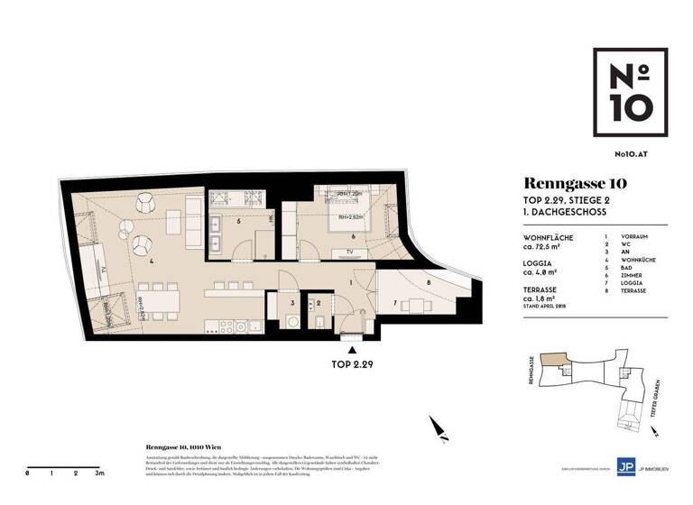 Wohnung zur Miete - Erstbezug 1.791 € 2 Zimmer 72,5 m² Wien 1010