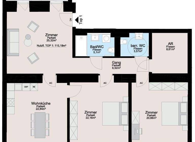 Büro zur Miete 15,34 € 4 Zimmer teilbar ab 115,2 m² Wien 1160