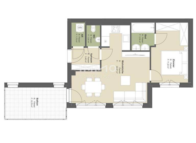 Wohnung zum Kauf - Erstbezug provisionsfrei 254.500 € 2 Zimmer 43,4 m² Wien 1220