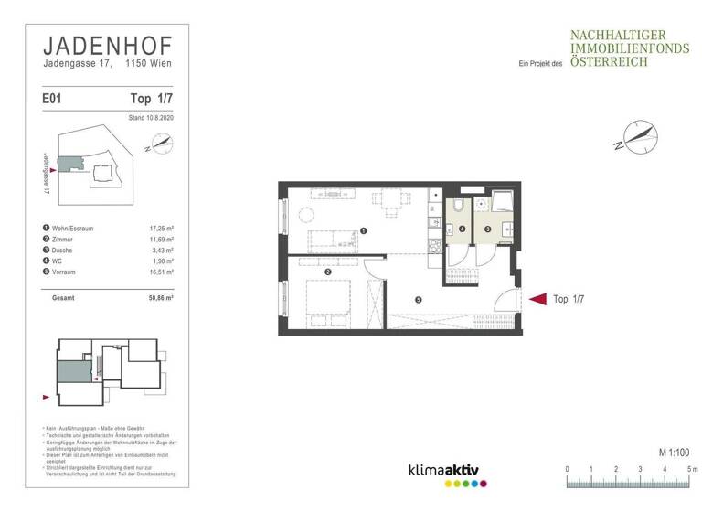 Wohnung zur Miete 717 € 2 Zimmer 50,9 m² 1. Geschoss Jadengasse 17 Wien 1150