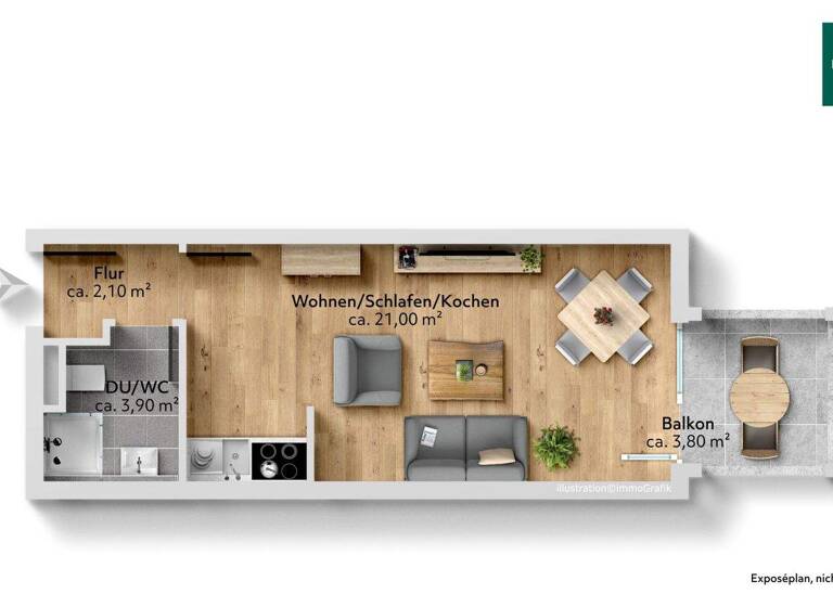 Studio zum Kauf 239.900 € 1 Zimmer 27,8 m² 1. Geschoss Innenstadt Tübingen 72074