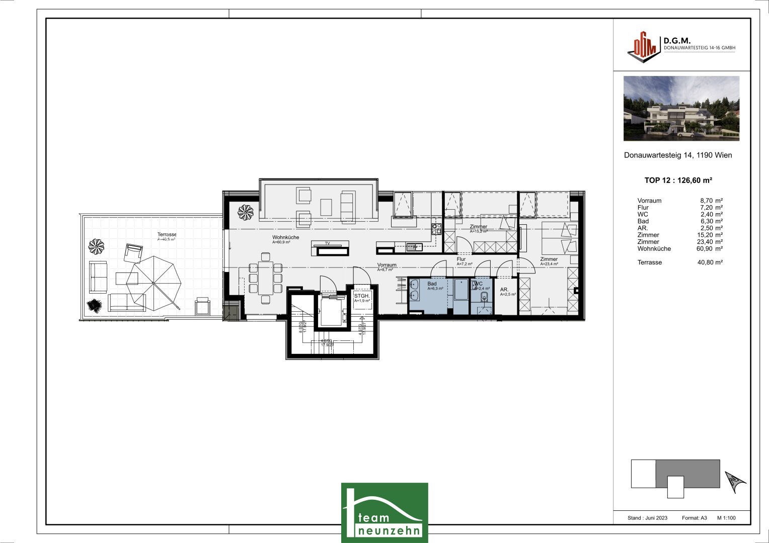 Wohnung zum Kauf 1.388.000 € 3 Zimmer 126 m²<br/>Wohnfläche 3.<br/>Geschoss Donauwartesteig 14 Wien 1190