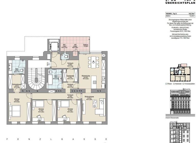 Wohnung zum Kauf - Erstbezug 995.000 € 4,5 Zimmer 142,7 m² 2. Geschoss Fenzlgasse Wien 1140