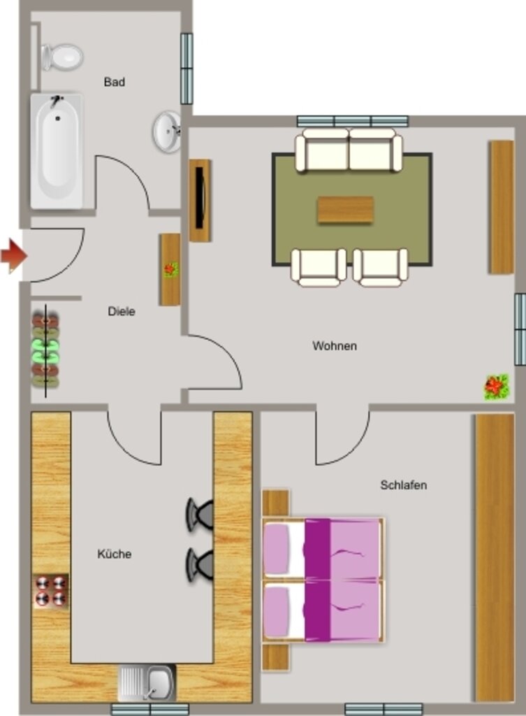 Wohnung zur Miete 270 € 2,5 Zimmer 54 m²<br/>Wohnfläche 2.<br/>Geschoss Schillerstraße 59 Obermarxloh Duisburg 47166