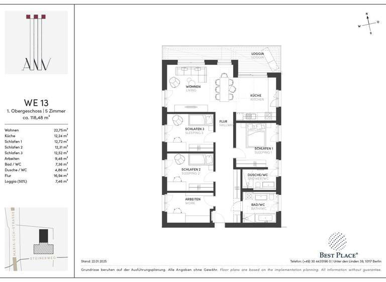 Wohnung zum Kauf provisionsfrei 1.329.000 € 5 Zimmer 118,5 m²<br/>Wohnfläche 1.<br/>Geschoss Steinerweg 12 Pasing München 81241