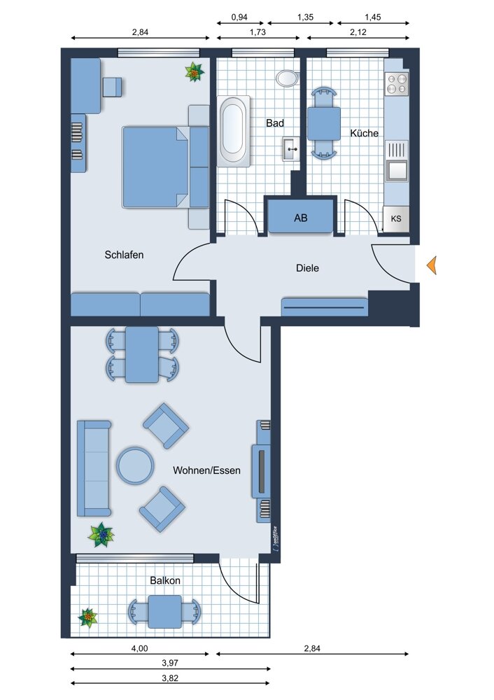 Wohnung zur Miete 570 € 2 Zimmer 57 m²<br/>Wohnfläche 1.<br/>Geschoss Hockstein Mönchengladbach / Hockstein 41239