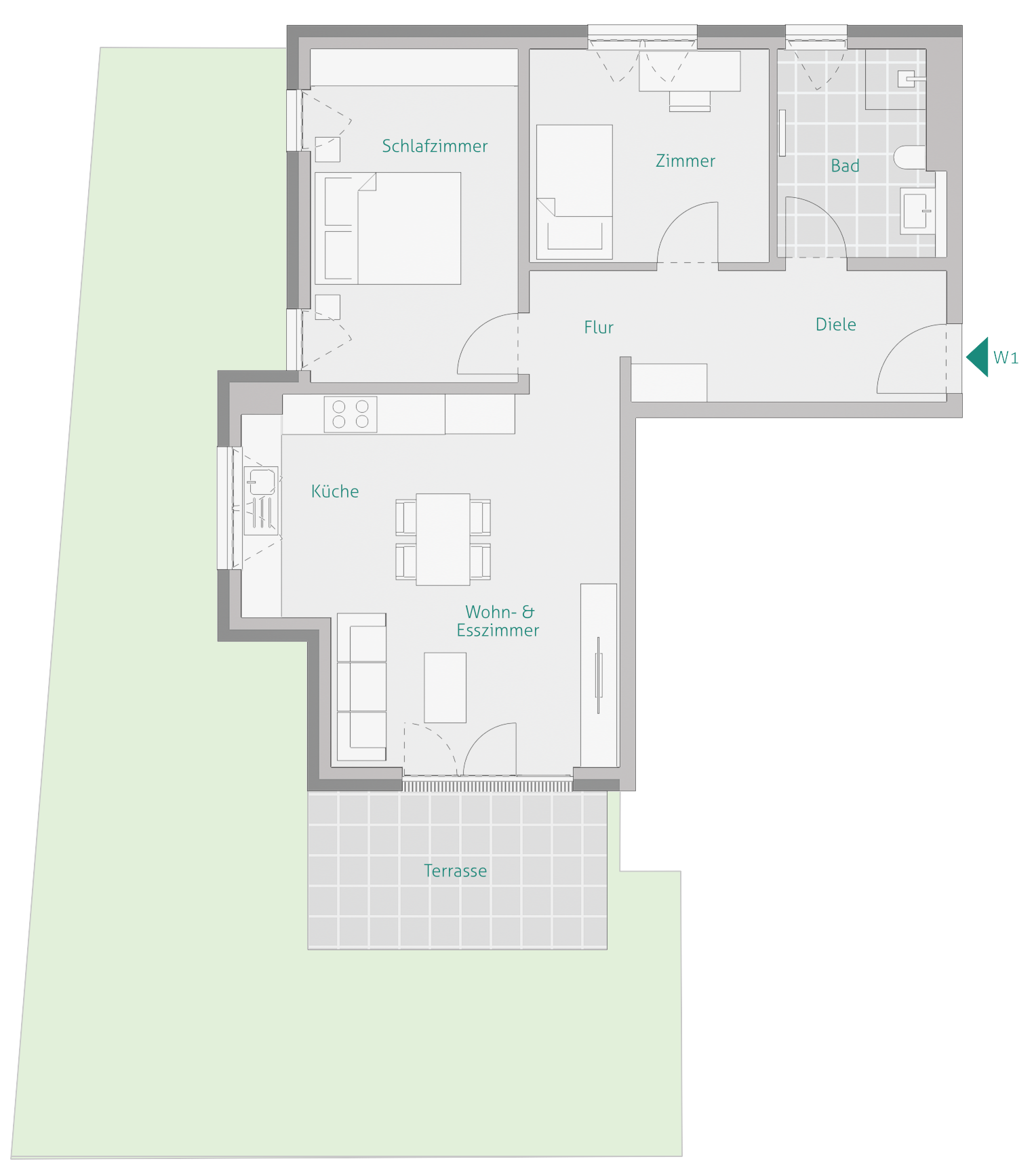 Terrassenwohnung zum Kauf provisionsfrei 632.650 € 3 Zimmer 76,6 m²<br/>Wohnfläche EG<br/>Geschoss Schillerstraße 36 Herrenberg Herrenberg 71083