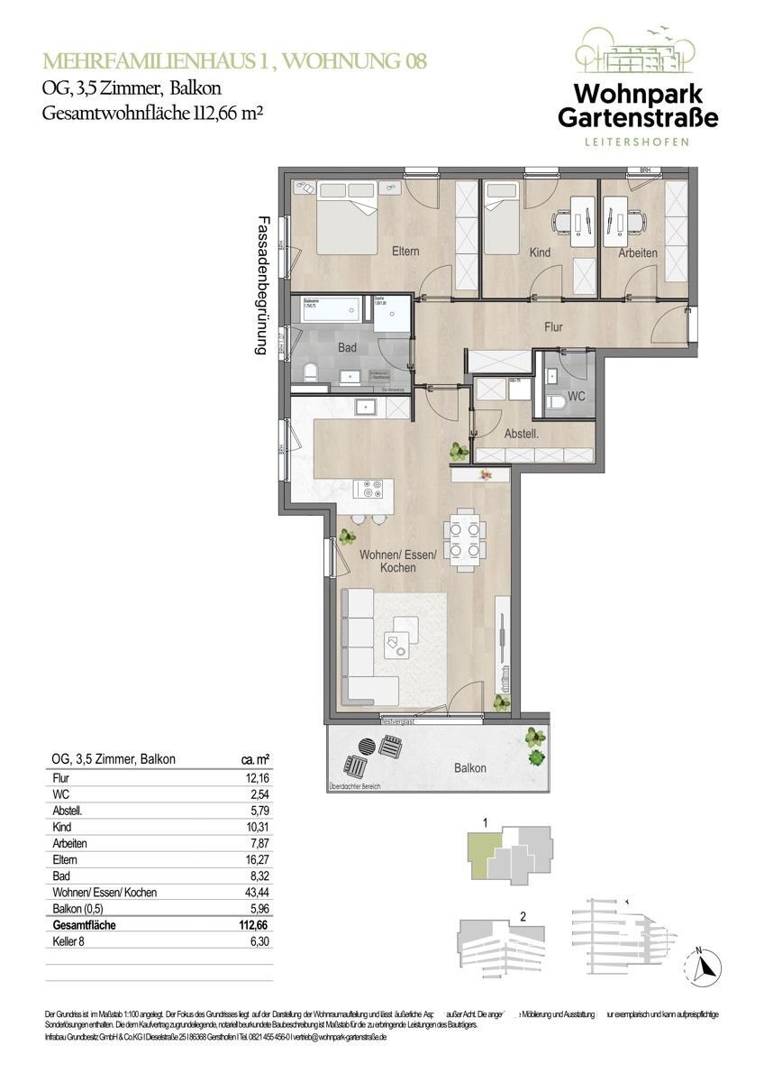 Wohnung zum Kauf 789.900 € 4 Zimmer 112,7 m²<br/>Wohnfläche 1.<br/>Geschoss Leitershofen Stadtbergen / Leitershofen 86391