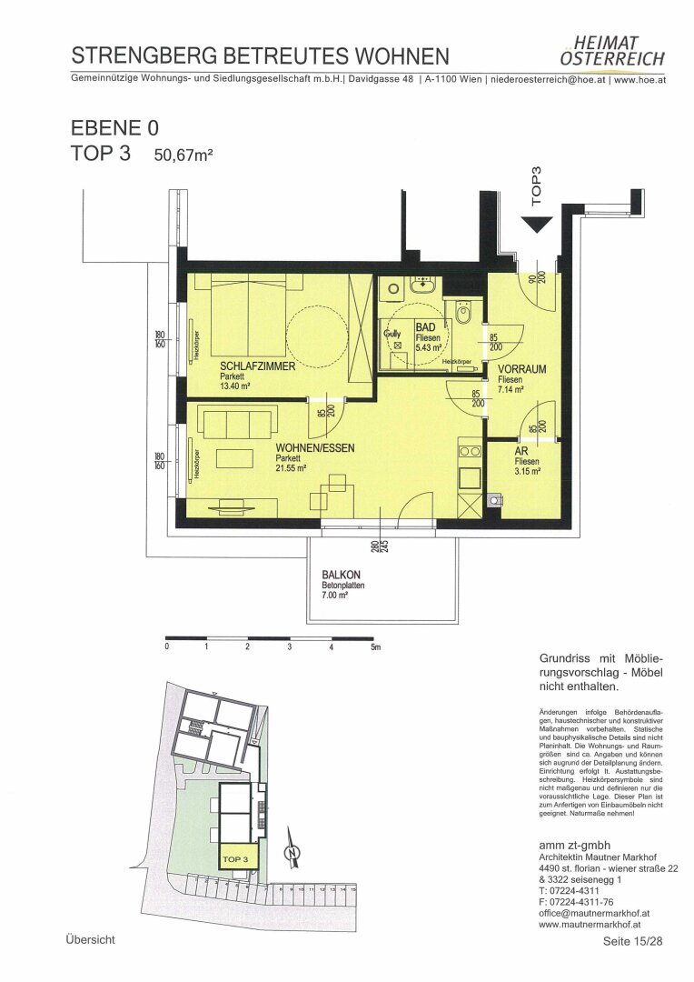 Wohnung zur Miete 616 € 2 Zimmer 50,7 m²<br/>Wohnfläche EG<br/>Geschoss Markt Strengberg 3314