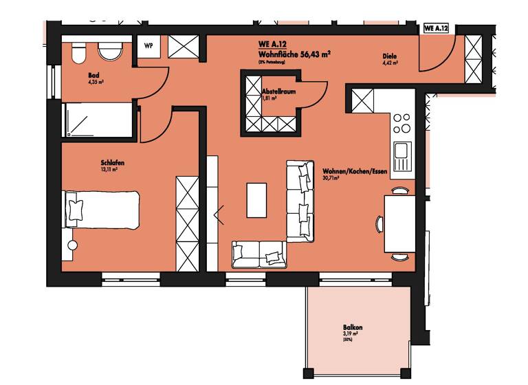 Wohnung zur Miete 675 € 2,5 Zimmer 56 m²<br/>Wohnfläche 2/3<br/>Geschoss Haiger Haiger 35708