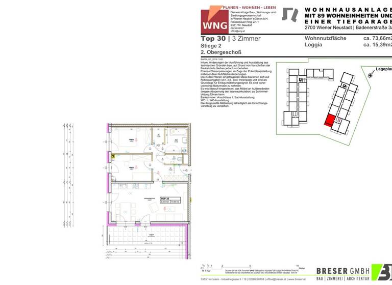 Wohnung zur Miete 1.076 € 3 Zimmer 73,6 m² Wiener Neustadt 2700