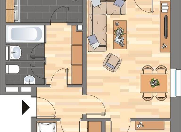 Wohnung zur Miete 689 € 3 Zimmer 64,8 m²<br/>Wohnfläche 2.<br/>Geschoss Lüneburger Ring 10 Vorsfelde Wolfsburg 38448