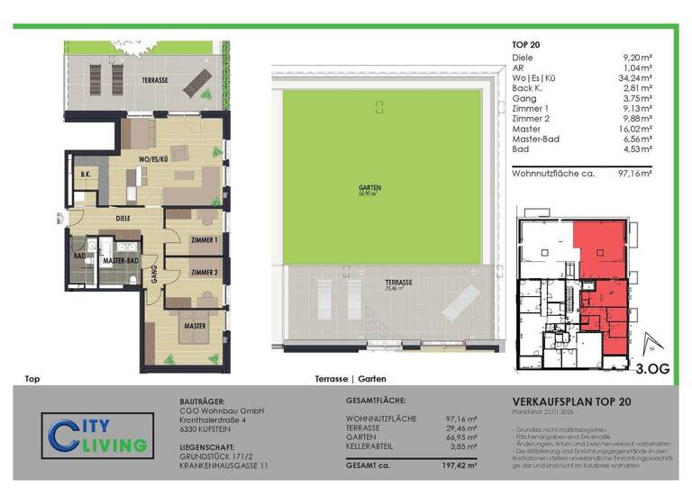 Wohnung zum Kauf - Erstbezug provisionsfrei 4 Zimmer 97,2 m² 3. Geschoss Krankenhausgasse 11 Kufstein 6330