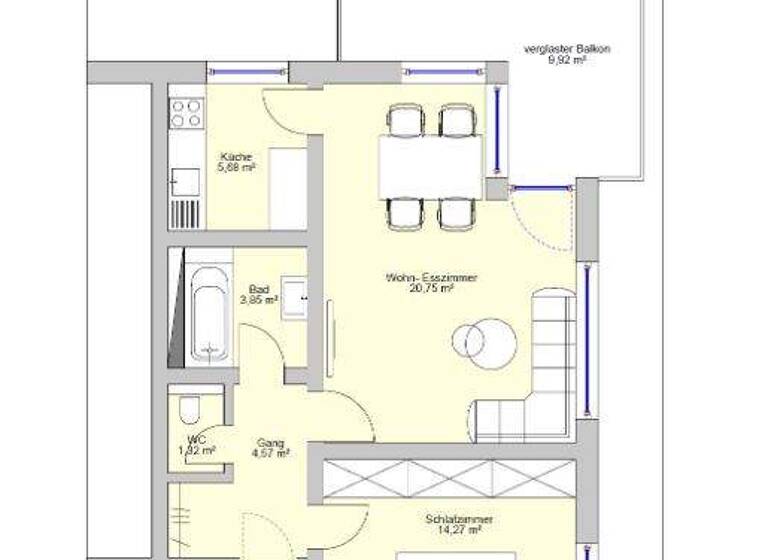 Wohnung zur Miete 911 € 2 Zimmer 50 m² 4. Geschoss frei ab sofort Beergasse 3 Bregenz 6900