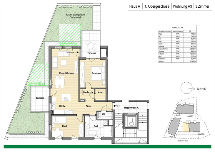 Wohnung zum Kauf provisionsfrei 534.000 € 3 Zimmer 91 m²<br/>Wohnfläche 1.<br/>Geschoss Unterweissach Weissach im Tal 71554