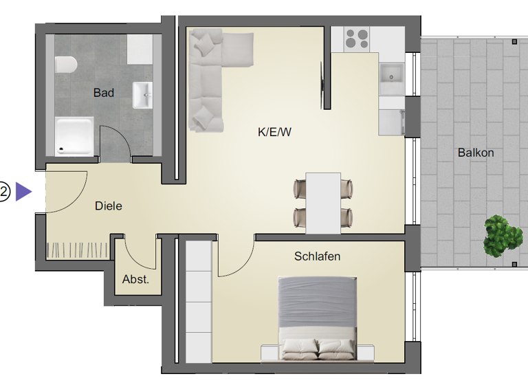 Wohnung zum Kauf provisionsfrei 205.800 € 2 Zimmer 58,9 m² Donaueschingen 78166