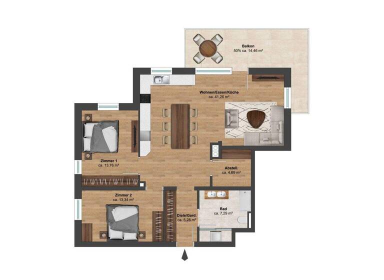 Wohnung zum Kauf 524.000 € 3 Zimmer 85,6 m² 1. Geschoss Niederau 6314