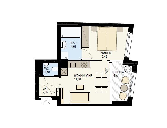 Wohnung zum Kauf 268.000 € 2 Zimmer 38,4 m²<br/>Wohnfläche Wien, Brigittenau 1200