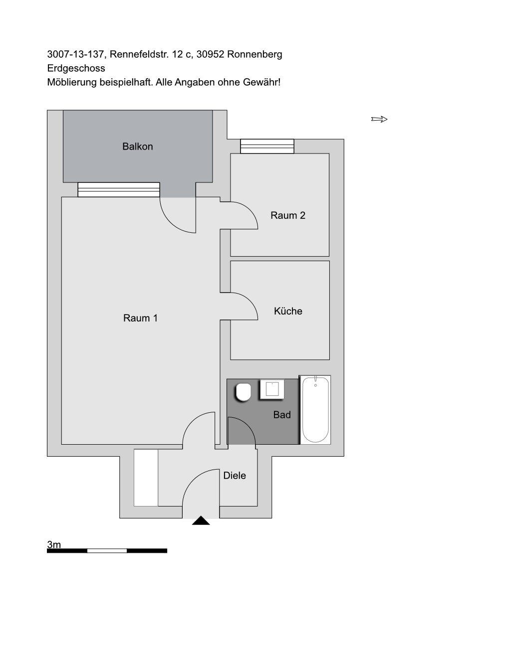 Wohnung zur Miete 458 € 2 Zimmer 49,3 m²<br/>Wohnfläche EG<br/>Geschoss 01.01.2025<br/>Verfügbarkeit Rennefeldstr. 12 c Ronnenberg Ronnenberg 30952