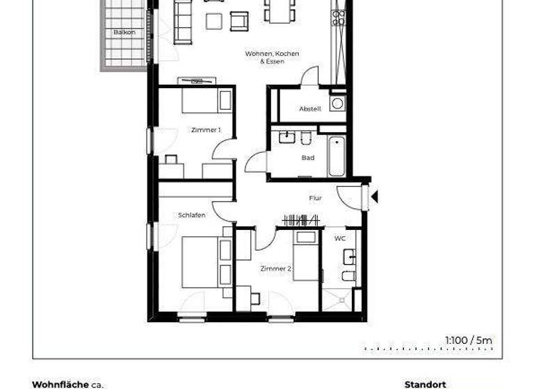 Wohnung zur Miete - Erstbezug 1.530 € 4 Zimmer 98,9 m² 2. Geschoss St. Lorenz Süd Lübeck 23558