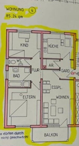 Wohnung zum Kauf provisionsfrei 320.000 € 3 Zimmer 87 m²<br/>Wohnfläche 1.<br/>Geschoss Markt Erlbach Markt Erlbach 91459