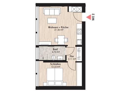 Wohnung zur Miete 462 € 2 Zimmer 42 m² 1. Geschoss frei ab 01.03.2027 Jägerstraße 38 Lünen-Süd Lünen 44532