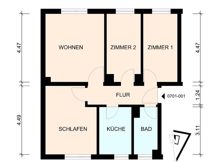 Wohnung zur Miete 386 € 4 Zimmer 67,7 m²<br/>Wohnfläche 1.<br/>Geschoss 01.09.2025<br/>Verfügbarkeit Friedensstr. 1 Crivitz Crivitz 19089