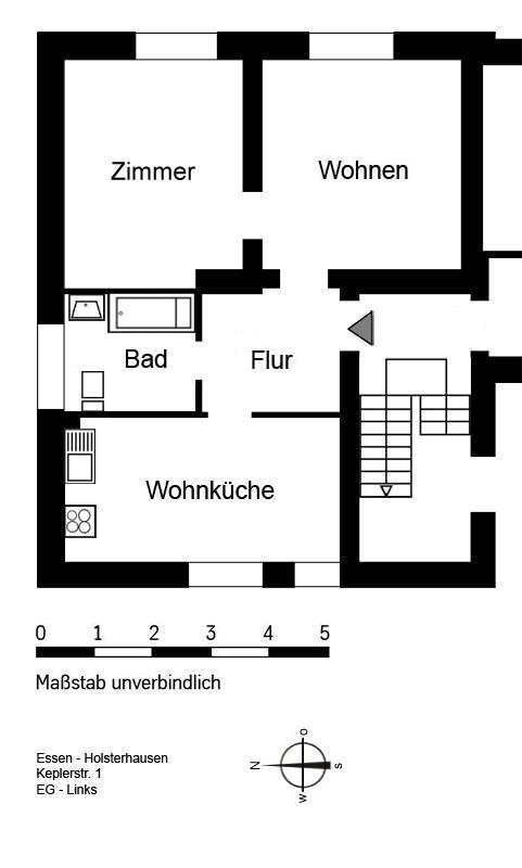 Wohnung zur Miete 579 € 2 Zimmer 62 m²<br/>Wohnfläche EG<br/>Geschoss 01.02.2025<br/>Verfügbarkeit Keplerstr. 1 Holsterhausen Essen 45147