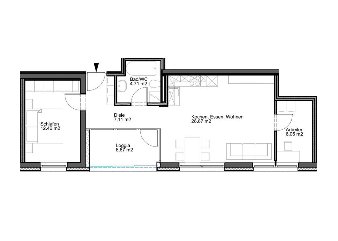 Terrassenwohnung zur Miete 998 € 2,5 Zimmer 57 m²<br/>Wohnfläche 2.<br/>Geschoss ab sofort<br/>Verfügbarkeit Pontenstraße 28a Lustenau 6890