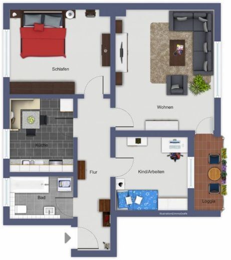 Wohnung zur Miete 1.120 € 3 Zimmer 80 m²<br/>Wohnfläche 2.<br/>Geschoss Ludwigkai 6 Sanderau Würzburg 97072