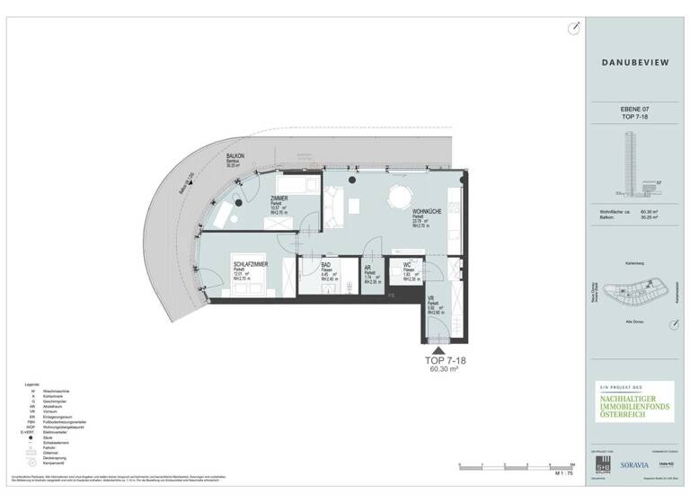 Wohnung zur Miete 1.875 € 3 Zimmer 60,3 m² Wien 1220