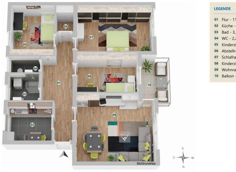 Wohnung zum Kauf 385.000 € 4 Zimmer 85,5 m² 3. Geschoss Danziger Str. 4 Klettham Erding 85435