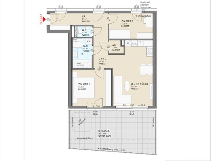 Penthouse zum Kauf - Erstbezug 485.000 € 3 Zimmer 67,4 m² 6. Geschoss Kohldorfer Straße 96 St. Martin Klagenfurt am Wörthersee 9020