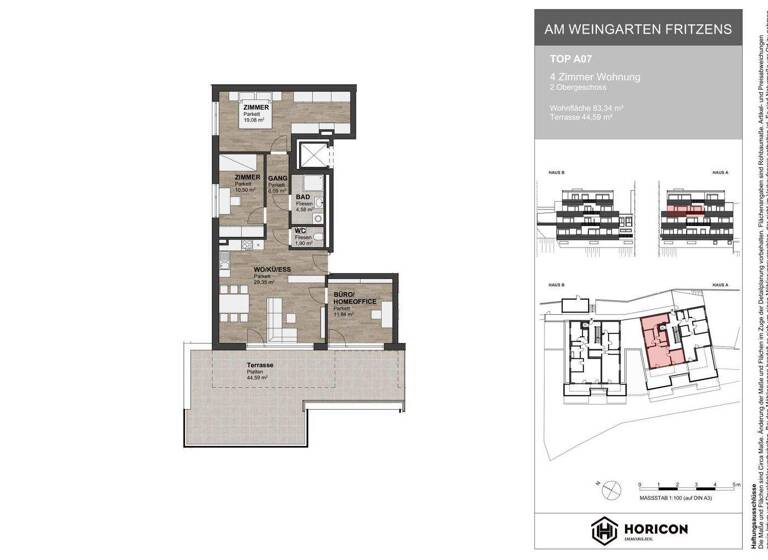 Terrassenwohnung zum Kauf 671.000 € 4 Zimmer 83,3 m² 2. Geschoss Fritzens 6122