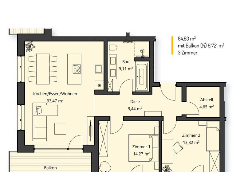 Wohnung zum Kauf provisionsfrei 453.000 € 3 Zimmer 91,4 m² 2. Geschoss Georgensgmünd 91166