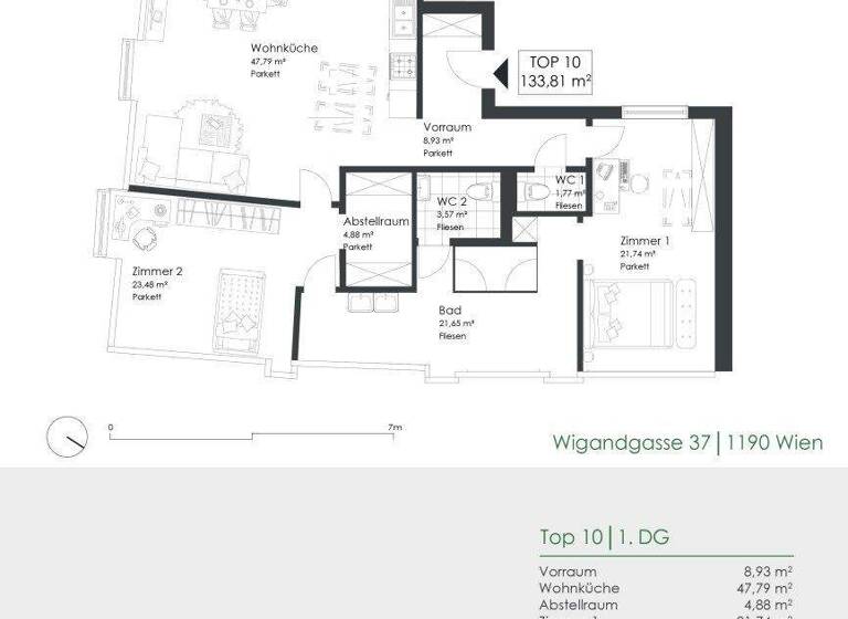 Wohnung zum Kauf 1.710.226 € 3 Zimmer 133,8 m² 1. Geschoss Wigandgasse 37 Wien 1190