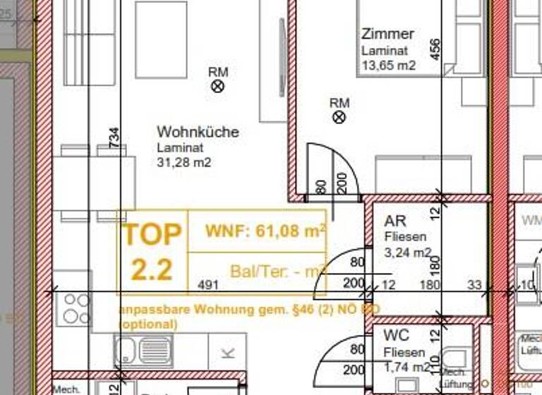 Wohnung zum Kauf 249.000 € 2 Zimmer 61,1 m² 1. Geschoss Wolkersdorf/Münichsthal 2122