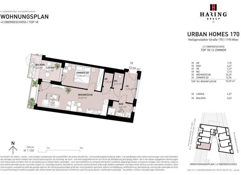 Wohnung zum Kauf - Erstbezug 399.500 € 2 Zimmer 53,1 m² 2. Geschoss Heiligenstädter Straße 170 Wien 1190