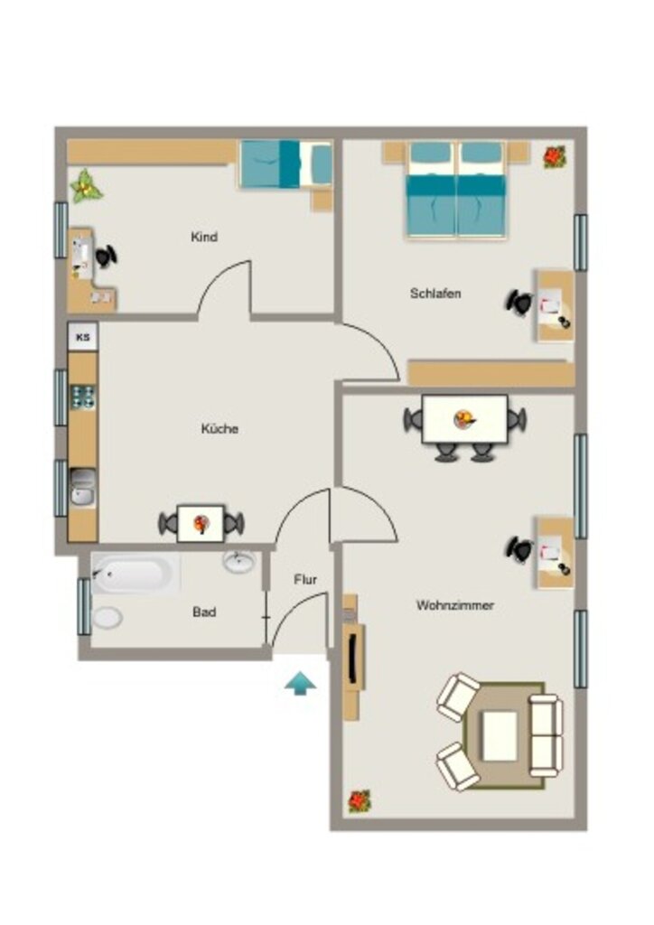 Wohnung zur Miete 550 € 3,5 Zimmer 68,1 m²<br/>Wohnfläche 1.<br/>Geschoss Wetterstraße 24 Meerbeck Moers 47443