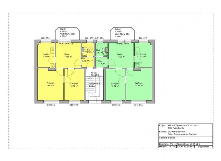 Wohnung zur Miete 331 € 3 Zimmer 50,9 m² 1. Geschoss Tagewerbener Str. 51a Weißenfels 06667