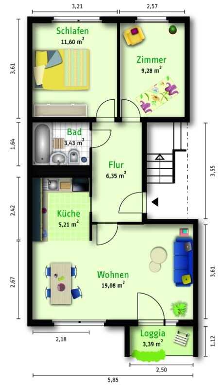 Wohnung zur Miete 459 € 3 Zimmer 57,3 m²<br/>Wohnfläche 2.<br/>Geschoss 01.02.2025<br/>Verfügbarkeit Unstrutstraße 14 Nördliche Neustadt Halle 06122