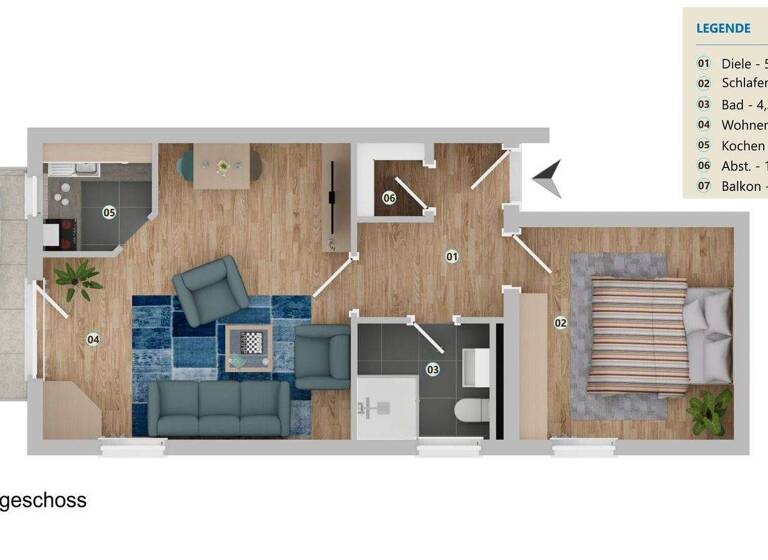 Wohnung zum Kauf 125.000 € 2 Zimmer 50,7 m² frei ab sofort Waldkirchen 94065