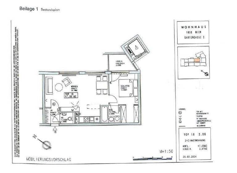 Wohnung zur Miete 757 € 2 Zimmer 47 m² 2. Geschoss Wien 1050