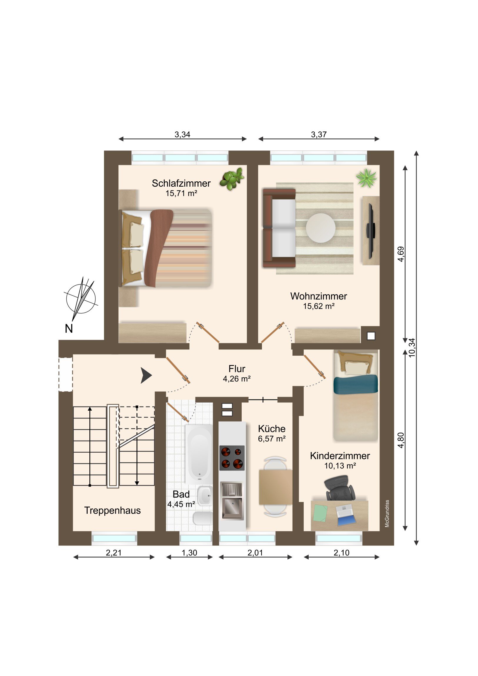 Wohnung zum Kauf 49.000 € 3 Zimmer 56,7 m²<br/>Wohnfläche Zerbst Zerbst 39261