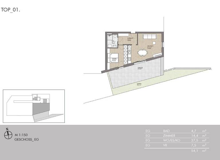 Wohnung zum Kauf 482.000 € 2 Zimmer 54,1 m² EG Aldrans 6071