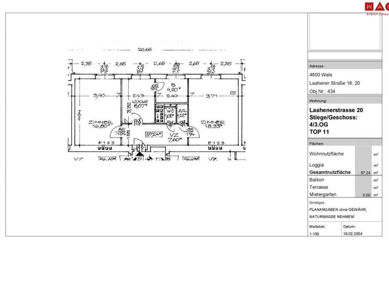 Wohnung zur Miete 518 € 2 Zimmer 57,2 m² 3. Geschoss frei ab 01.03.2026 Laahener Straße 20 Wels 4600