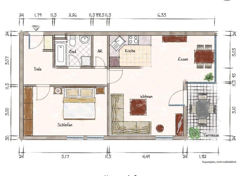 Wohnung zur Miete 850 € 2,5 Zimmer 65,8 m² Südstadt Pforzheim 75173